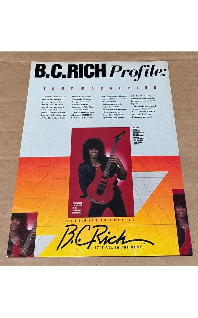 TONY MACALPINE - B.C. RICH GUITARS - 1987 Print Advertisement