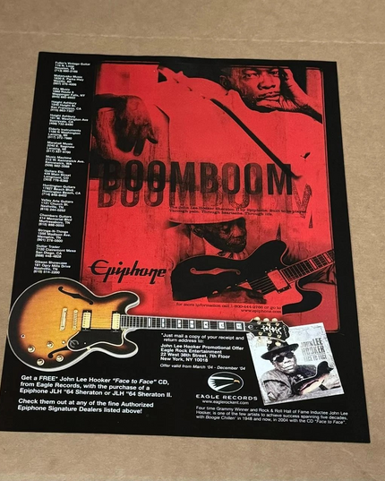 EPIPHONE GUITARS - SHERATON II - JOHN LEE HOOKER - 2004 Print Ad