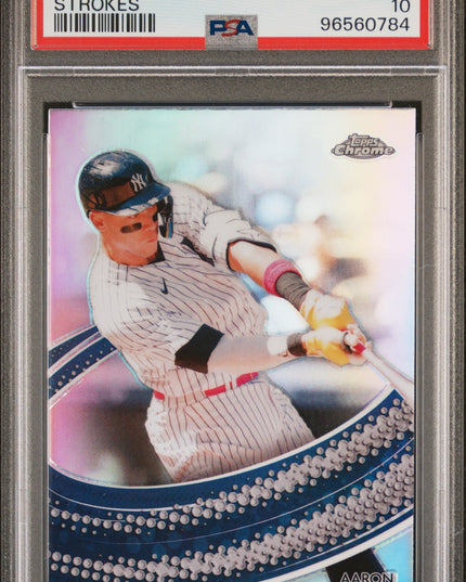 Graded 2024 Topps Chrome Aaron Judge #S5 Strokes Baseball Card PSA 10 Gem Mint