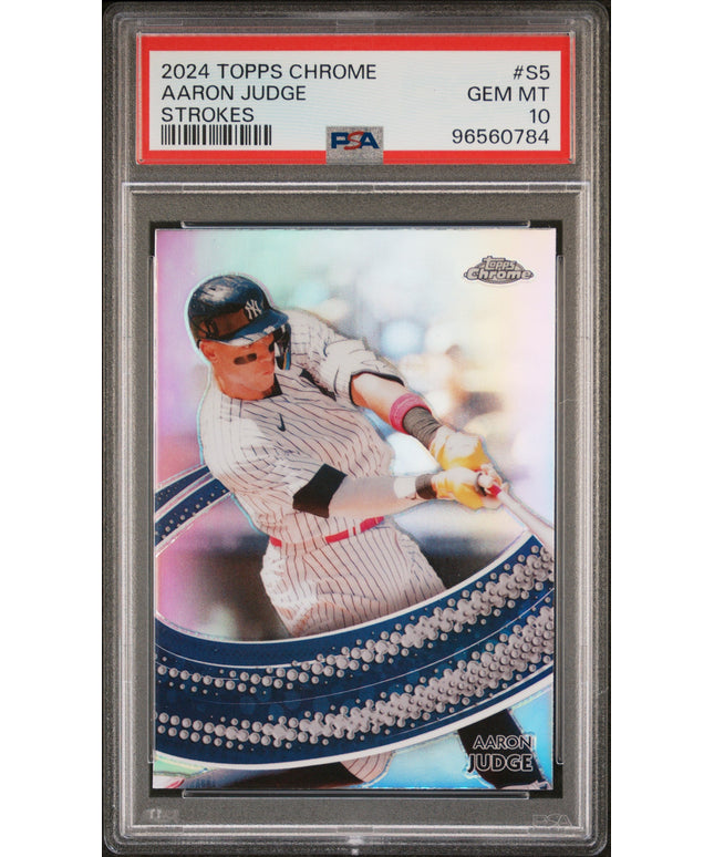 Graded 2024 Topps Chrome Aaron Judge #S5 Strokes Baseball Card PSA 10 Gem Mint