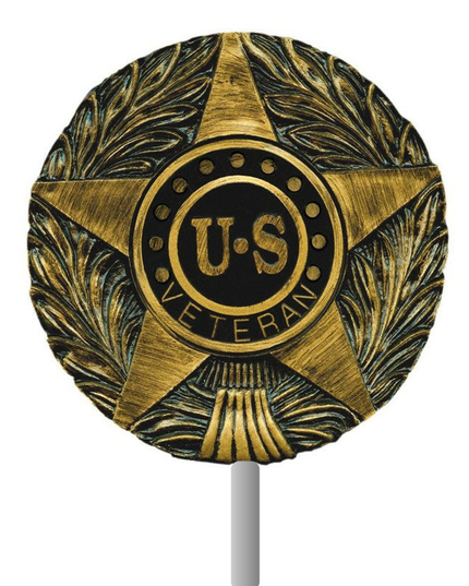 US Veteran Grave Marker & Flag Holder with Aluminum Ground Spike