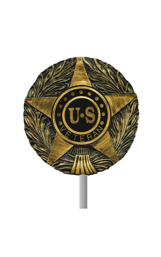US Veteran Grave Marker & Flag Holder with Aluminum Ground Spike