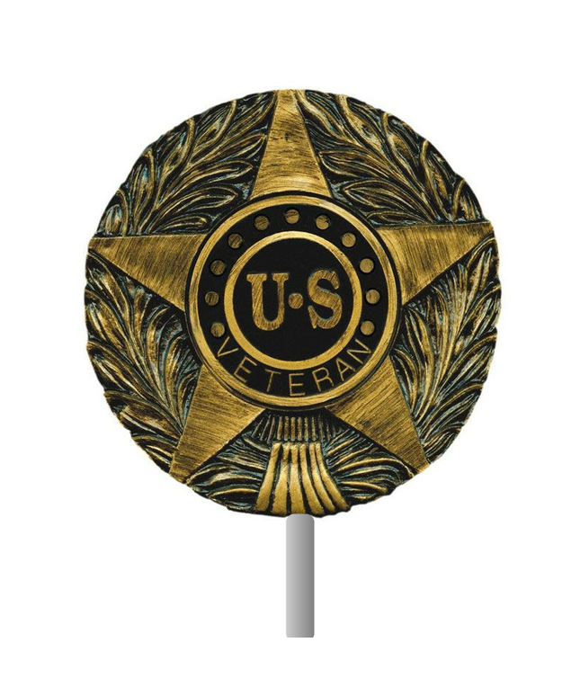 US Veteran Grave Marker & Flag Holder with Aluminum Ground Spike