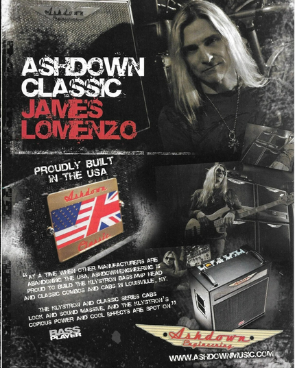 Ashdown Engineering - James Lomenzo of Megadeth - 2008 Print Advertisement