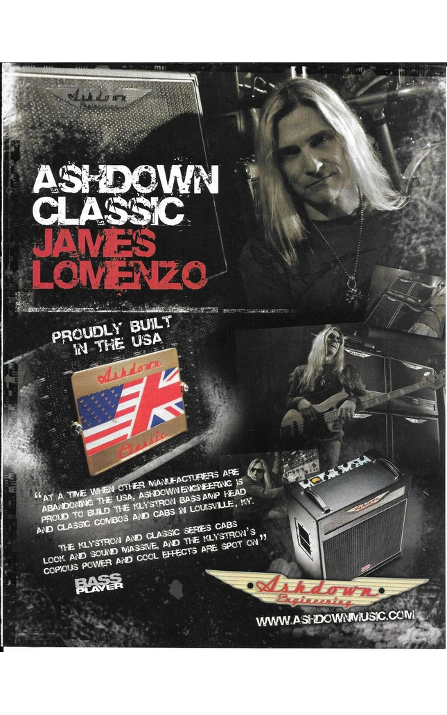Ashdown Engineering - James Lomenzo of Megadeth - 2008 Print Advertisement