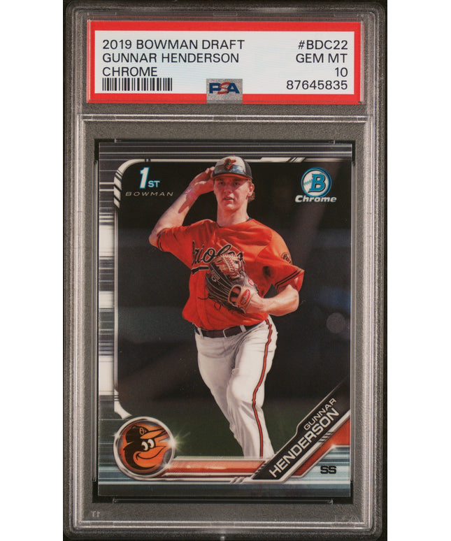Graded 2019 Topps Bowman Draft Gunnar Henderson #BDC22 Chrome Rookie RC Baseball Card PSA 10 Gem Mint