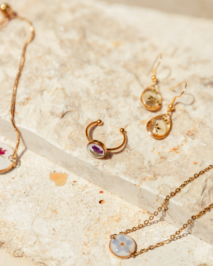 Wildflower Gold Dangle Earrings Large Pendant