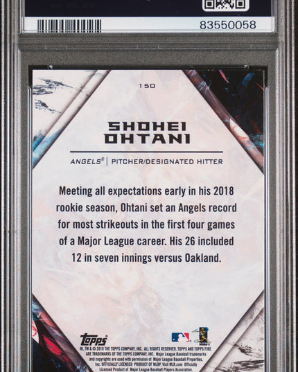 Graded 2018 Topps Fire Shohei Ohtani #150 Rookie RC Baseball Card PSA 9 Mint