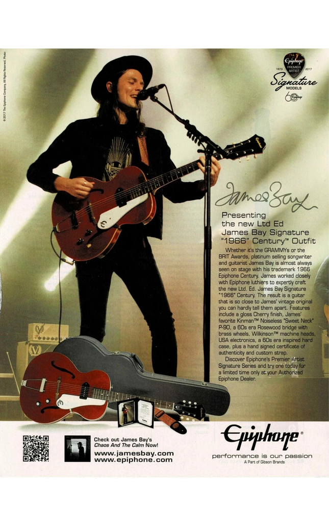 EPIPHONE GUITARS - JAMES BAY - 2017 Print Advertisement