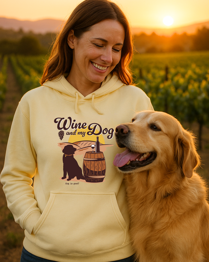 Hoodie: Wine & My Dog (Yellow Cream)