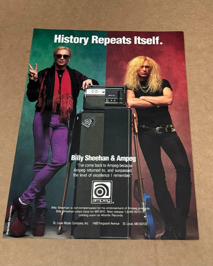 BILLY SHEEHAN of MR. BIG - AMPEG AMPS - 1991 Print Ad