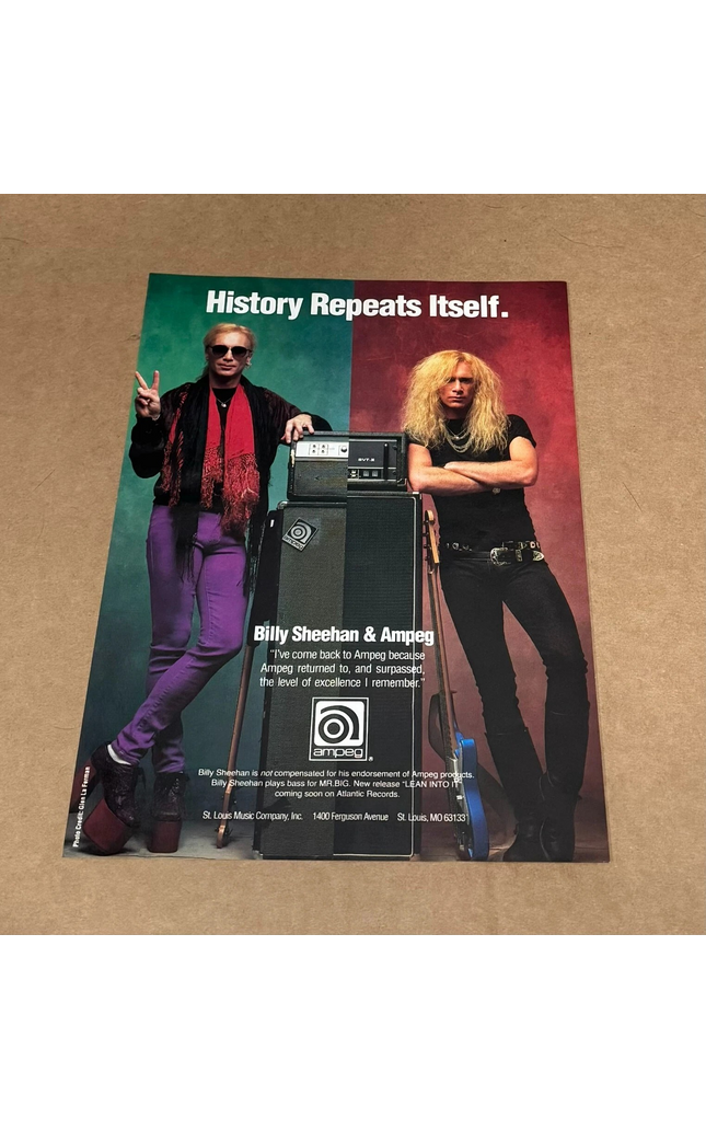 BILLY SHEEHAN of MR. BIG - AMPEG AMPS - 1991 Print Ad