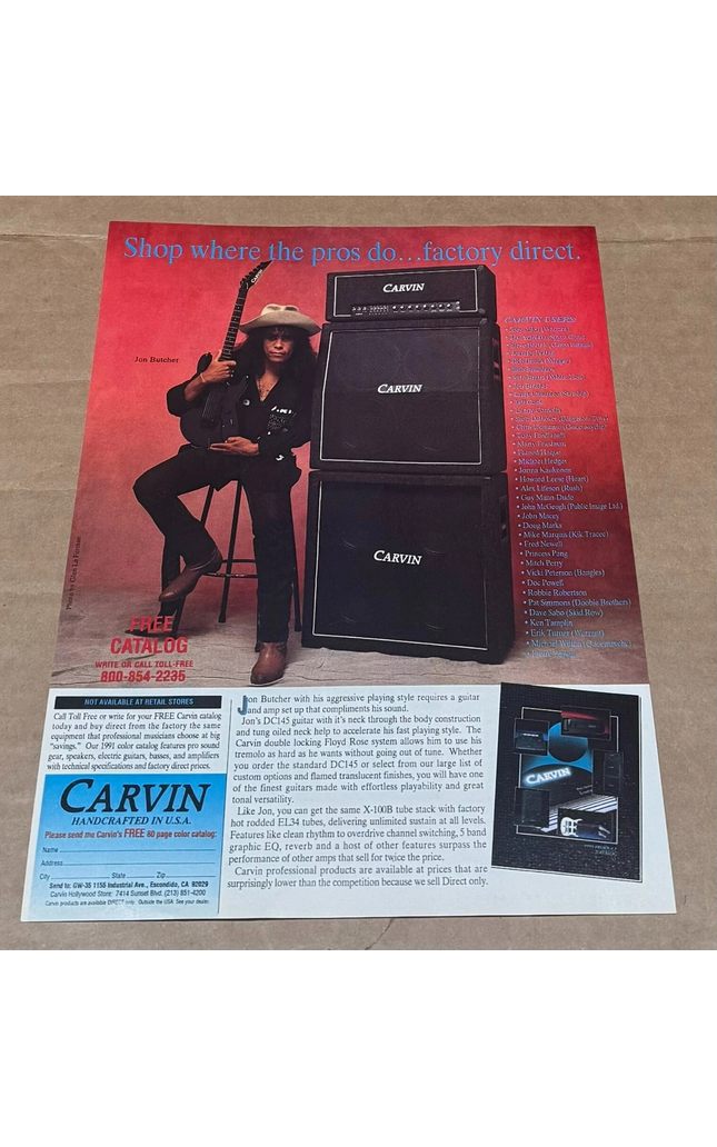CARVIN AMPS - JON BUTCHER - 1991 Print Advertisement