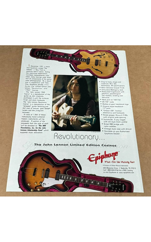 EPIPHONE GUITARS - CASINO - JOHN LENNON - 2000 Print Advertisement