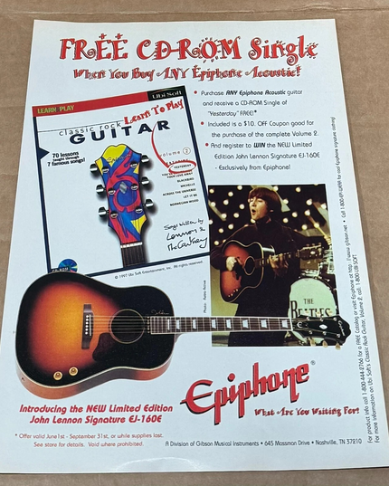 EPIPHONE GUITARS - JOHN LENNON - PROMO - 1997 Print Advertisement