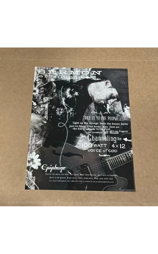 EPIPHONE GUITARS - Sermon of Sound - SRV - 2002 Print Advertisement