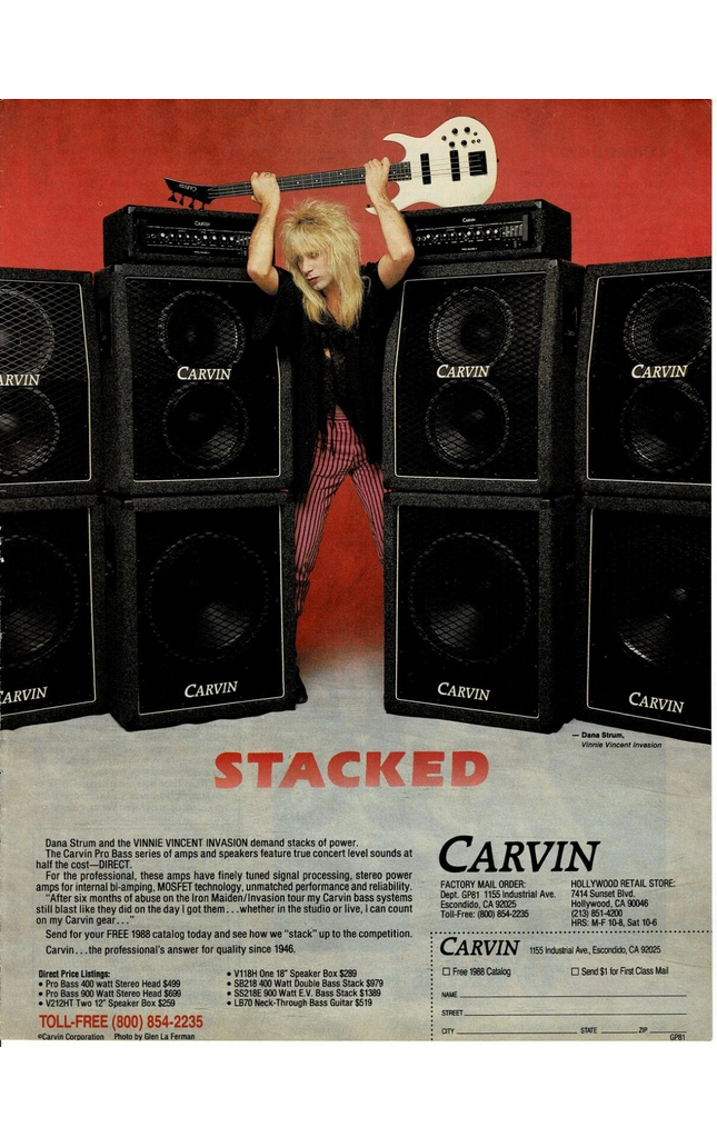 CARVIN AMPS - DANA STRUM OF VINNIE VINCENT INVASION - 1988 Print Ad