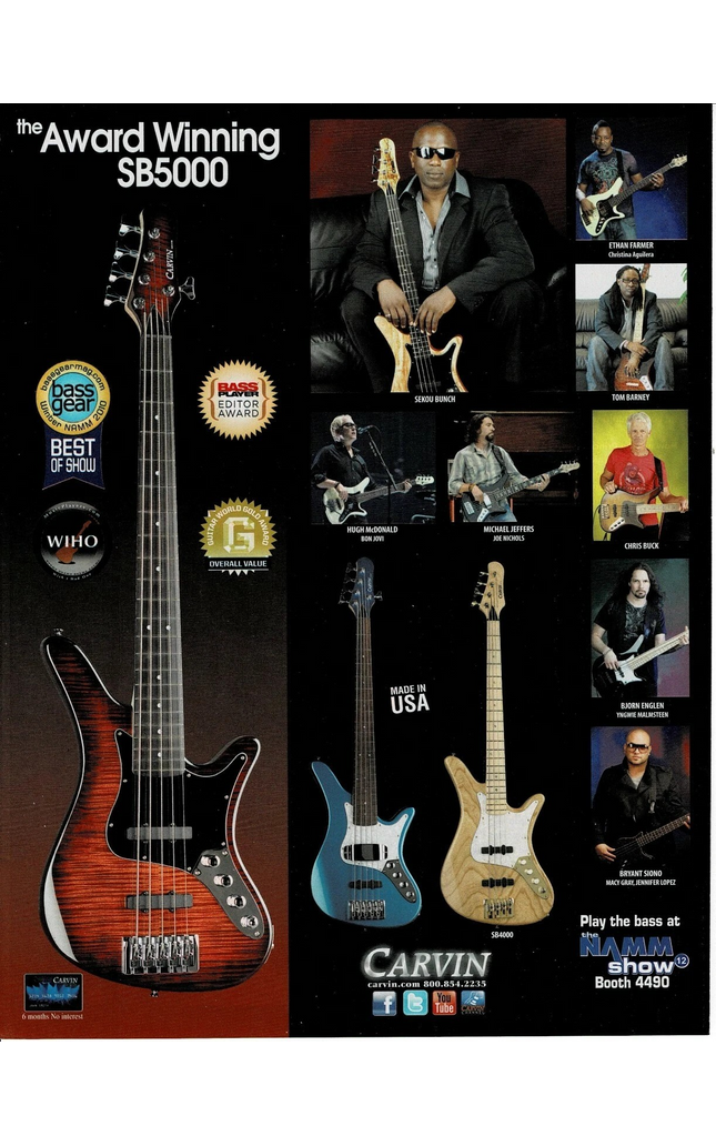 CARVIN GUITARS - MCDONALD / FARMER / JEFFERS / ENGLEN / BUNCH - 2012 Print Ad