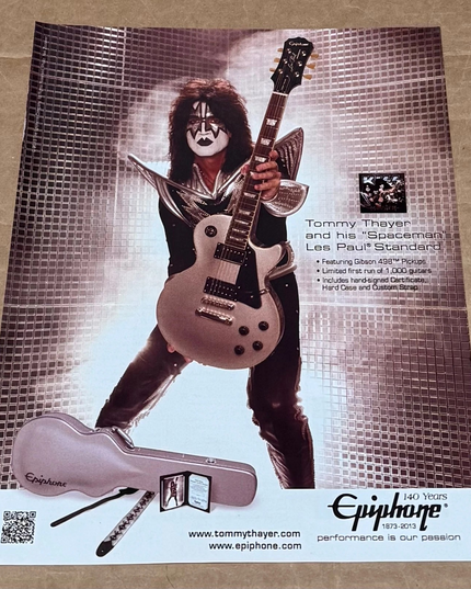 TOMMY THAYER of KISS - EPIPHONE GUITARS - 2013 Print Advertisement