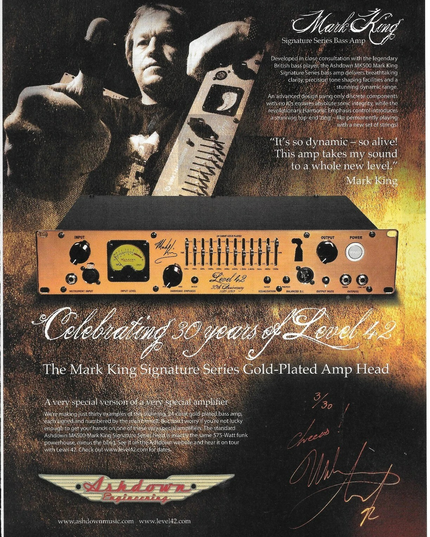 Ashdown Engineering - Mark King of Level 42 - 2010 Print Advertisement