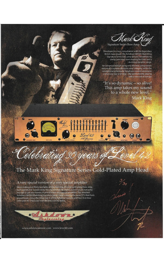 Ashdown Engineering - Mark King of Level 42 - 2010 Print Advertisement