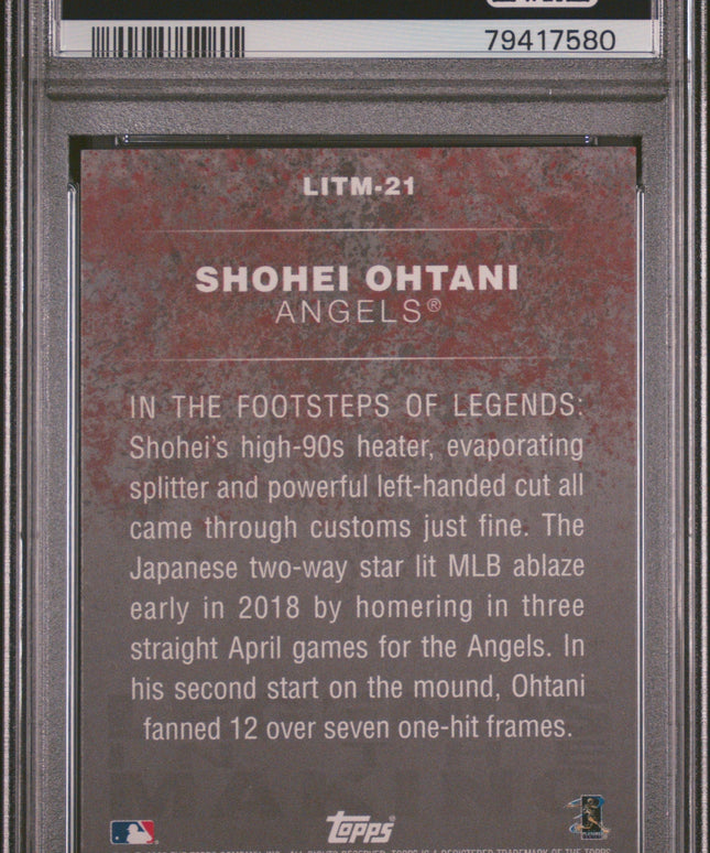 Graded 2018 Topps Update Shohei Ohtani #LITM21 Legends In The Making Rookie RC Baseball Card PSA 10 Gem Mint