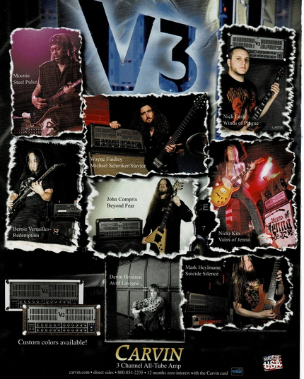 CARVIN AMPS - MOONIE / BRONSON / FINDLEY / COMPRIX / EASH - 2008 Print Ad
