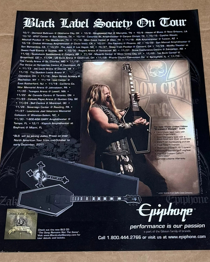 EPIPHONE GUITARS - ZAKK WYLDE - 2011 Print Advertisement