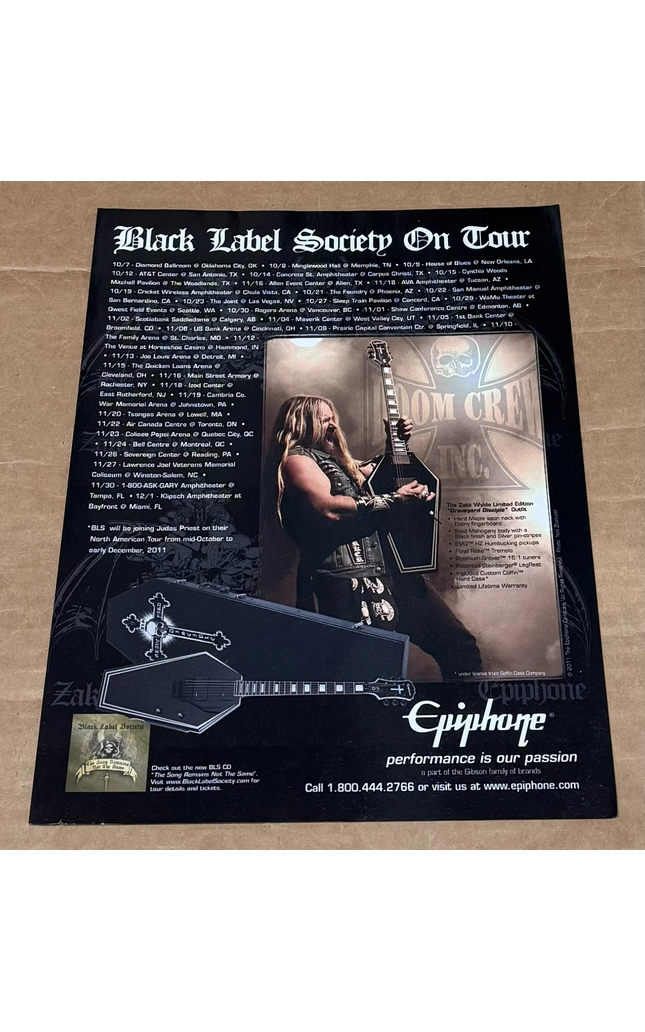 EPIPHONE GUITARS - ZAKK WYLDE - 2011 Print Advertisement