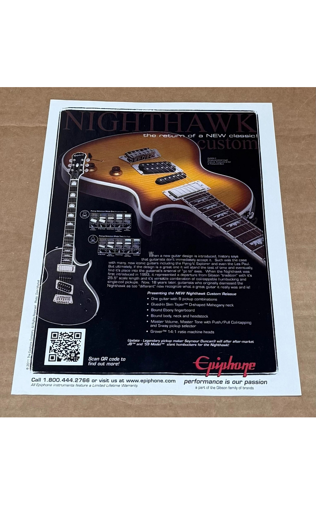 EPIPHONE GUITARS - NIGHTHAWK CUSTOM - 2011 Print Advertisement