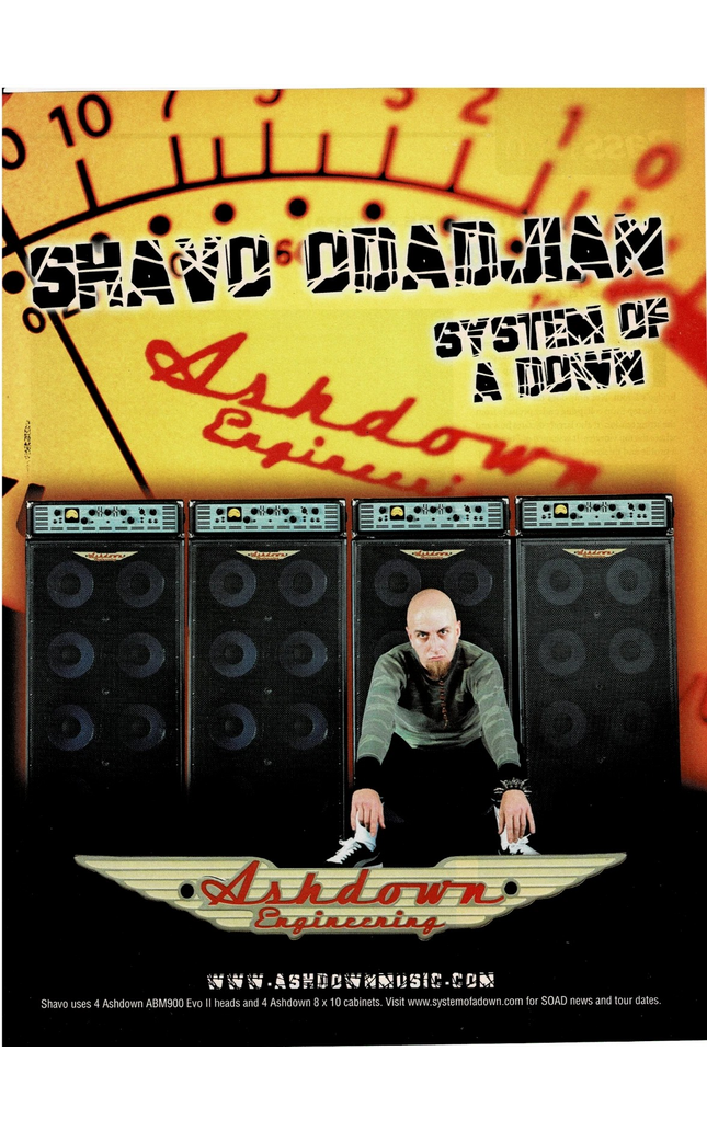 Shavo Odadjian of System Of A Down - Ashdown Engineering - 2004 Print Ad