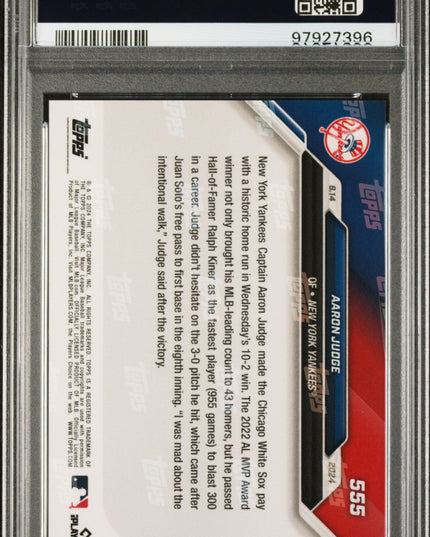 Graded 2024 Topps Now Aaron Judge #555 Fastest to 300 HRs Baseball Card PSA 10 Gem Mint