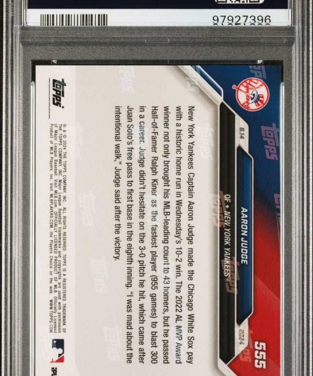 Graded 2024 Topps Now Aaron Judge #555 Fastest to 300 HRs Baseball Card PSA 10 Gem Mint