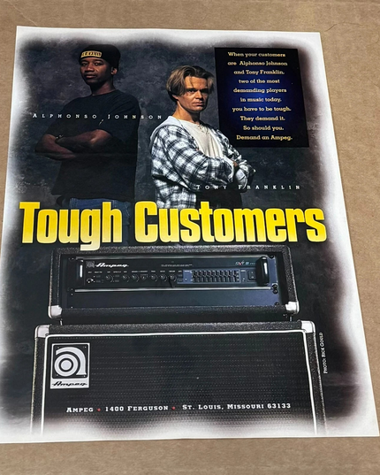 AMPEG AMPS - Alphonso Johnson & Tony Franklin - 1998 Print Advertisement