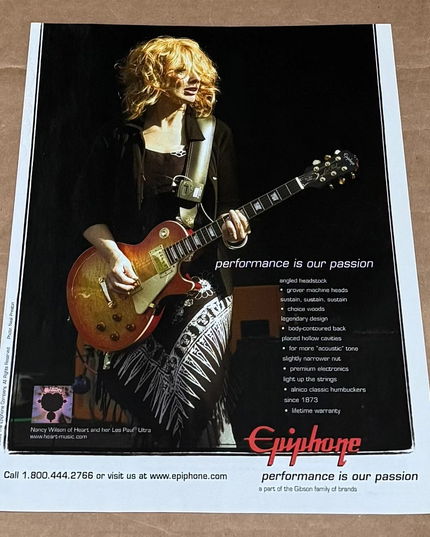 EPIPHONE GUITARS - NANCY WILSON of HEART - 2005 Print Advertisement