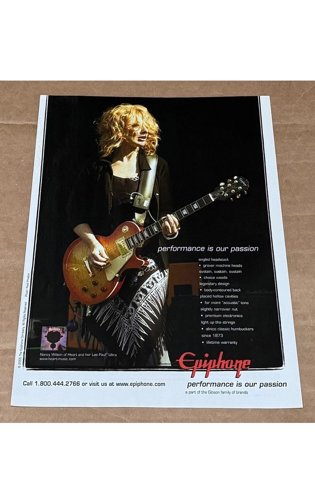 EPIPHONE GUITARS - NANCY WILSON of HEART - 2005 Print Advertisement